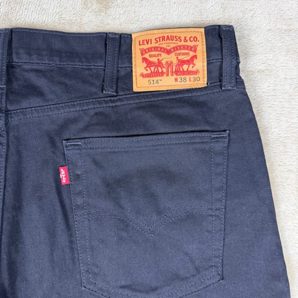 Levis 514 Straight Fit Mens Jeans Black Denim W38 L30 00514-0211 Classic Casual